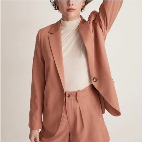 New! Madewell The Larsen Blazer in Drapeweave in rose, size S - Picture 1 of 16